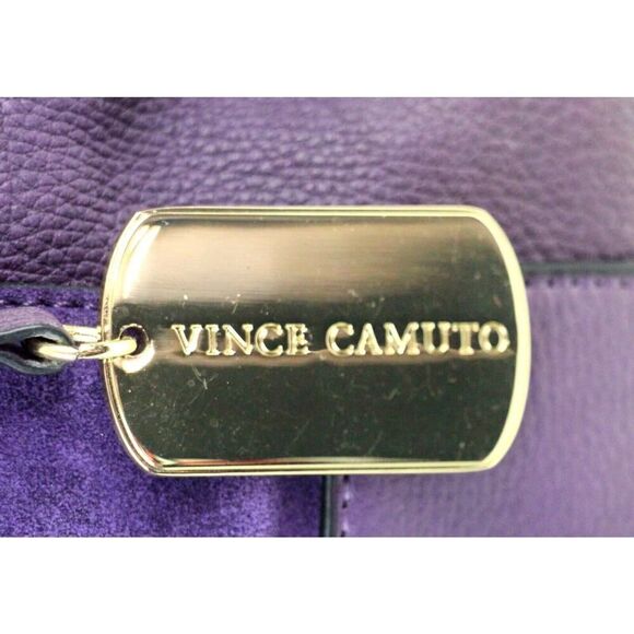Vince Camuto PURPLE GENUINE LEATHER SHOULDER BAG HANDBAG TOTE HOBO PURSE - Picture 2 of 16
